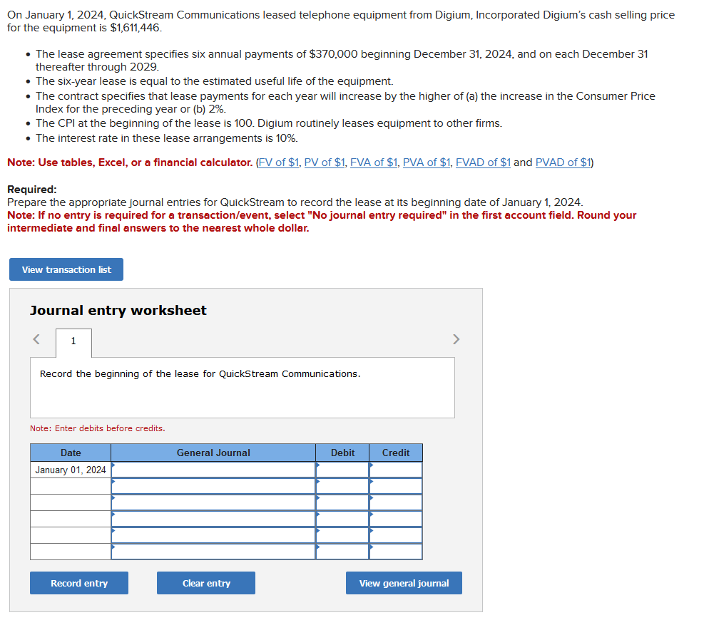  On January 1,2024, QuickStream Communications leased telephone equipment from Digium, Incorporated