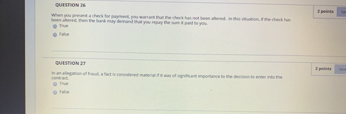  QUESTION 26 2 points Sa When you present a check for