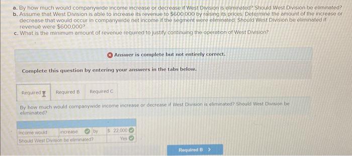 segment elimination decisions Campbell Transport Company divides its operations into four divisions.