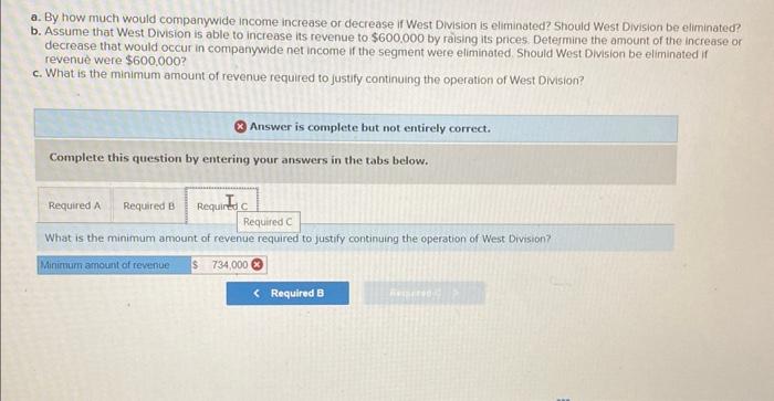 how much would companywide income increase or decrease if West Division is