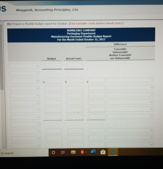 year, 2017, in the Packaging Department on this bass, the budgeted manufacturing