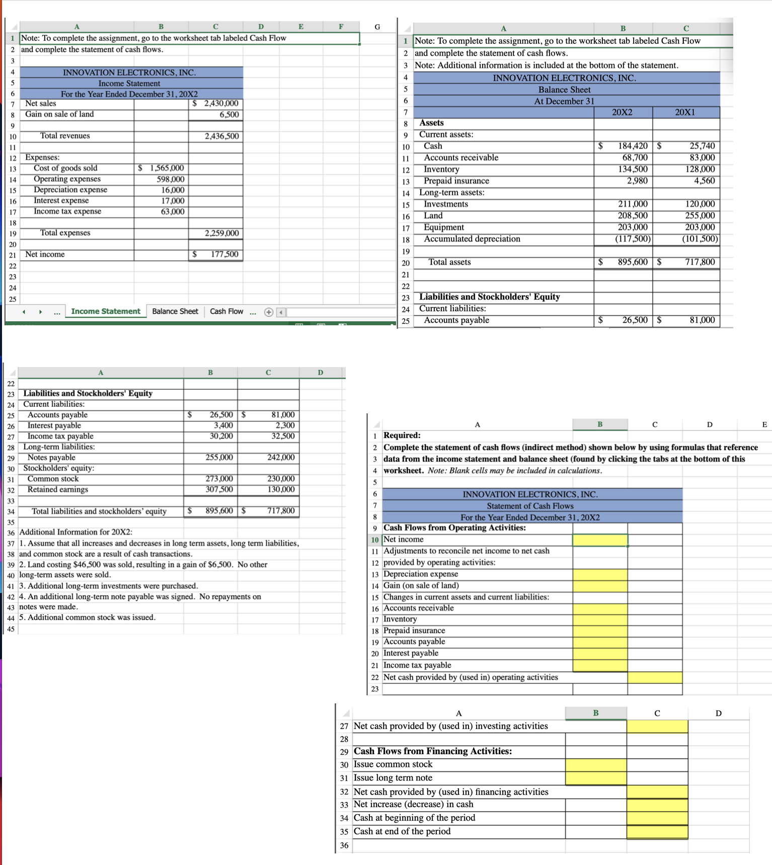 2 Complete the statement of cash flows (indirect method) shown below