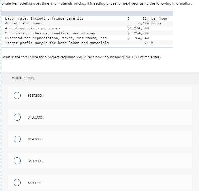 units at $9.75) Direct materials and direct labor Overhead (20% variable) Selling