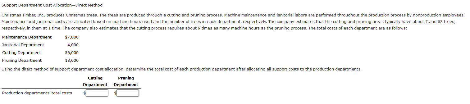  Support Department Cost Allocation-Direct Method
