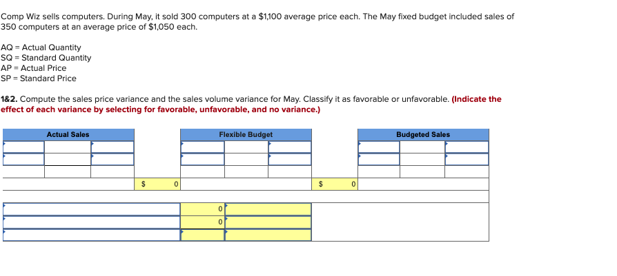 Comp Wiz sells computers. During May, it sold 300 computers at