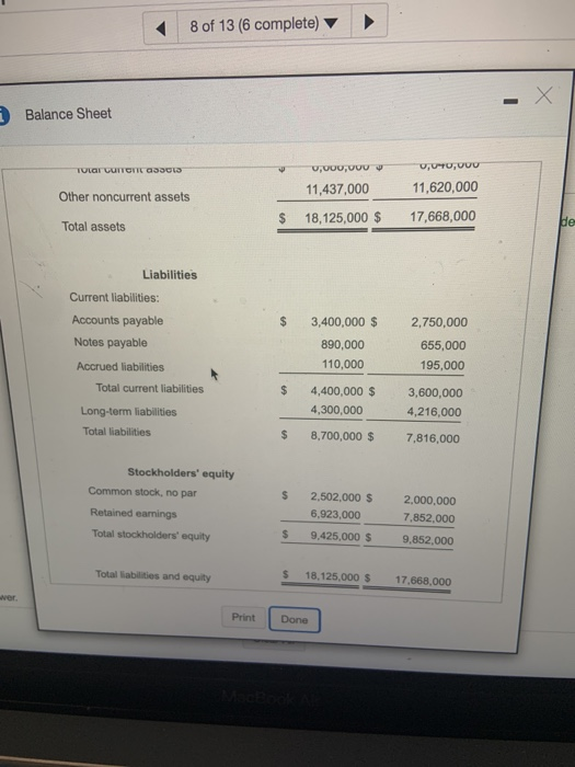 view the income statement) Click the icon to view the balance sheet)