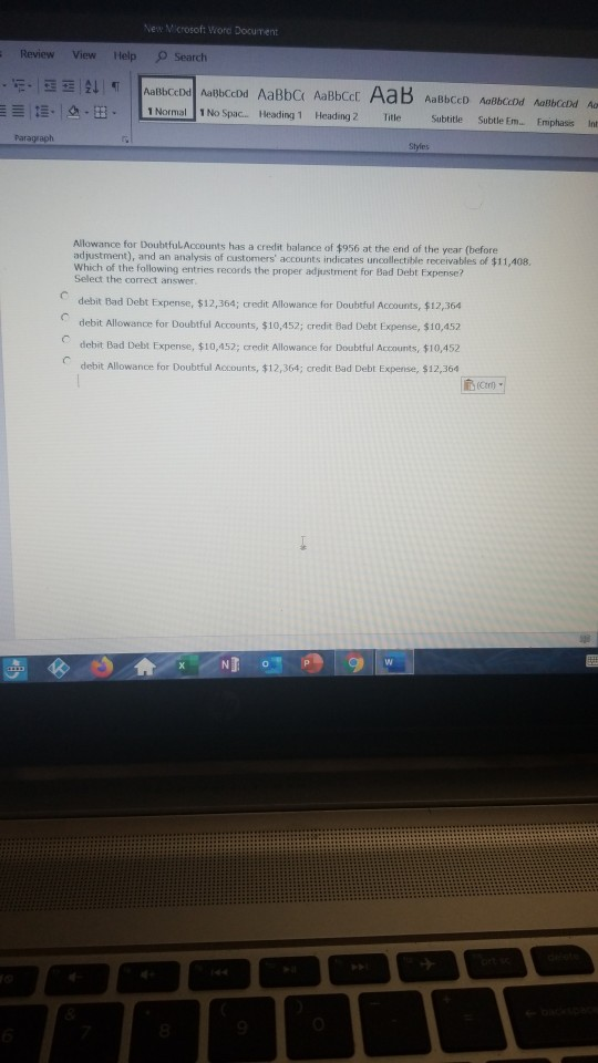  New Microsoft Word Document Review View Help Search 1 Aabend AaBbcd
