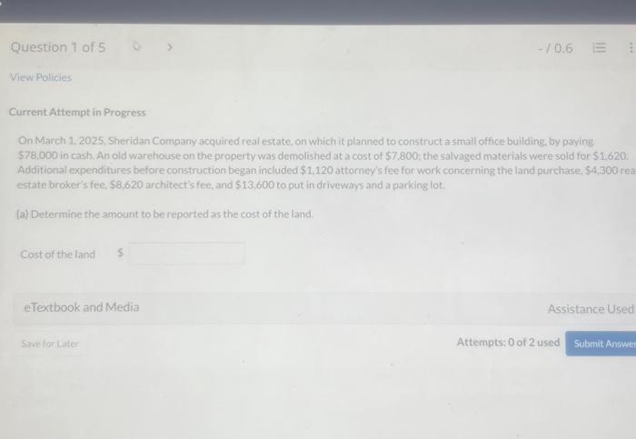 betore construction began included $1.120 attomevs feet for work concerning the land