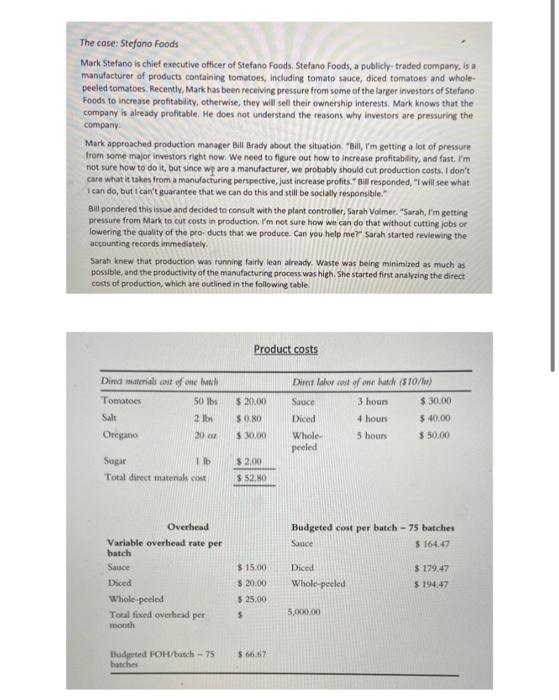 that Bill and Sarah need to address? 2. What's at stake for