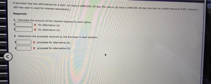  A borrower has two alternatives for a loan: (a) issue a