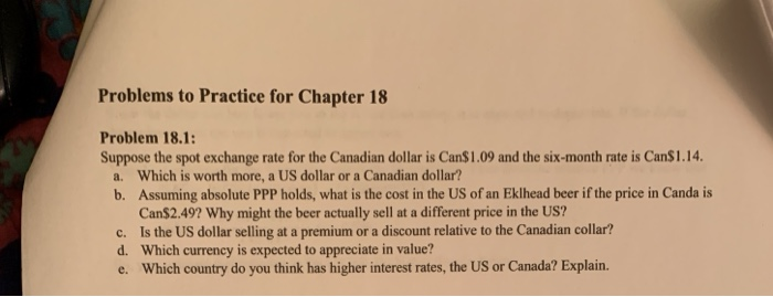  Show all work Problems to Practice for Chapter 18 Problem 18.1