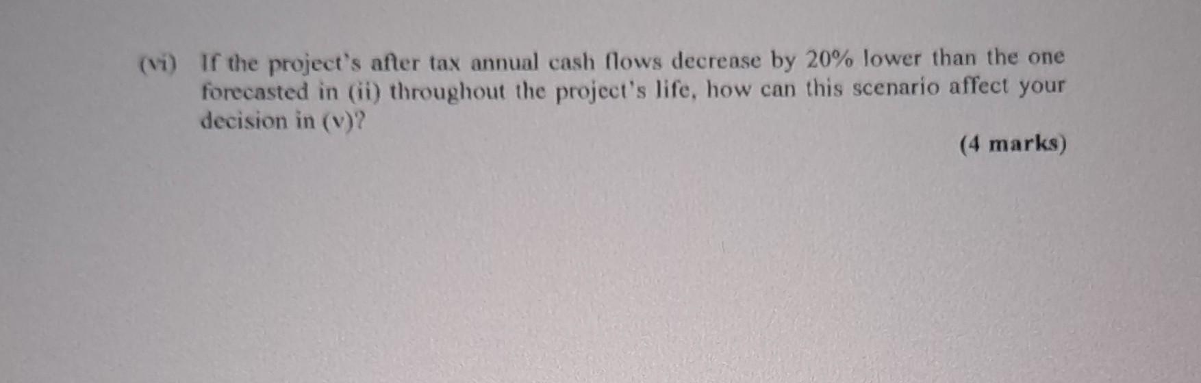how can this scenario affect your decision in (v) ? (4 marks)