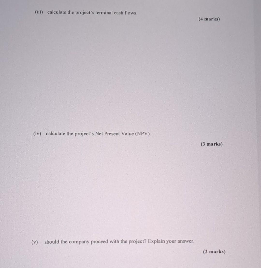 A. Based on the information given, (i) calculate the project's total initial