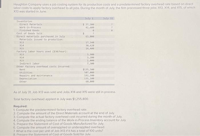 i need help with #4 and #8 please Total factory overhead applied