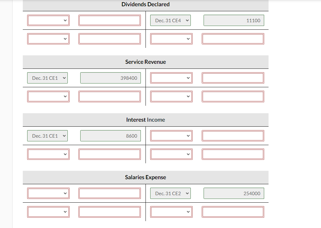 is required, select "No Entry" for the account titles and enter 0