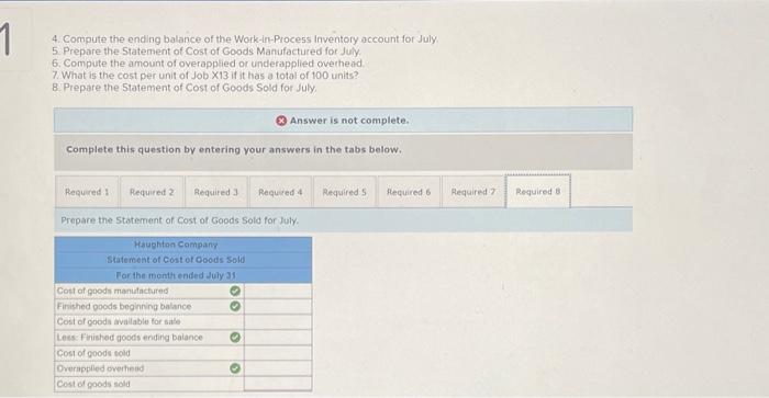 2. Compute the amount of the Direct Materials account at the end