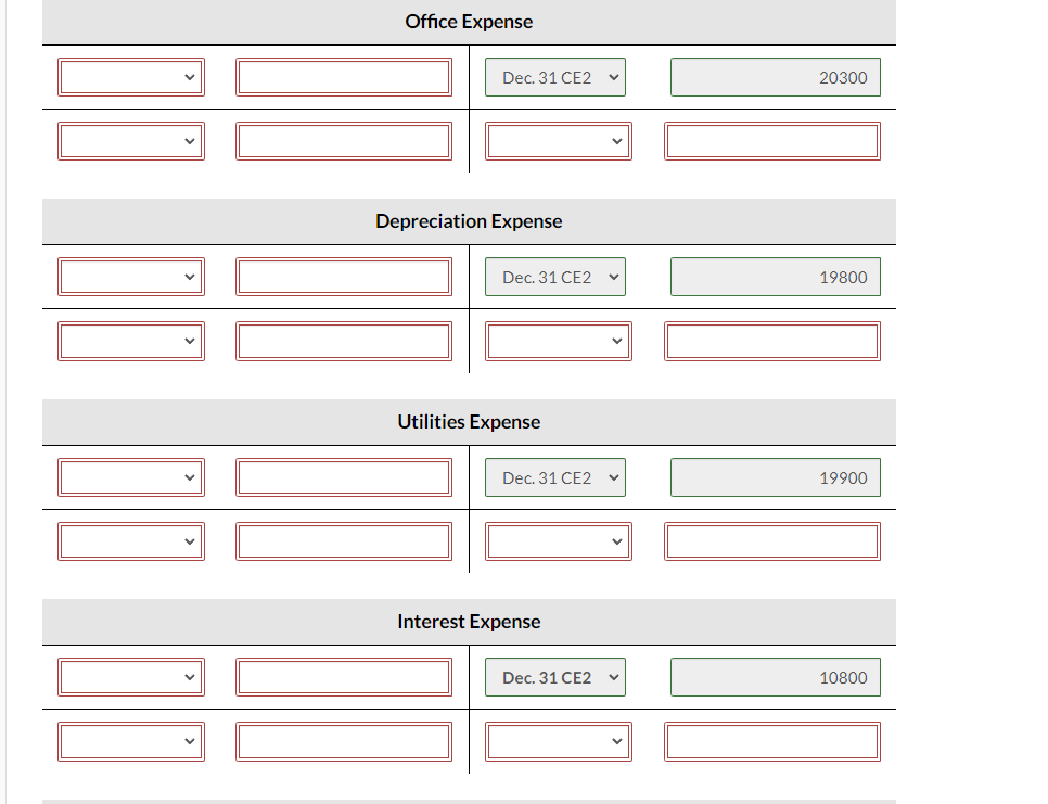 for the Utilities Expense Dec.31CE2 Interest Expense Income Tax Expense Dividends Declared
