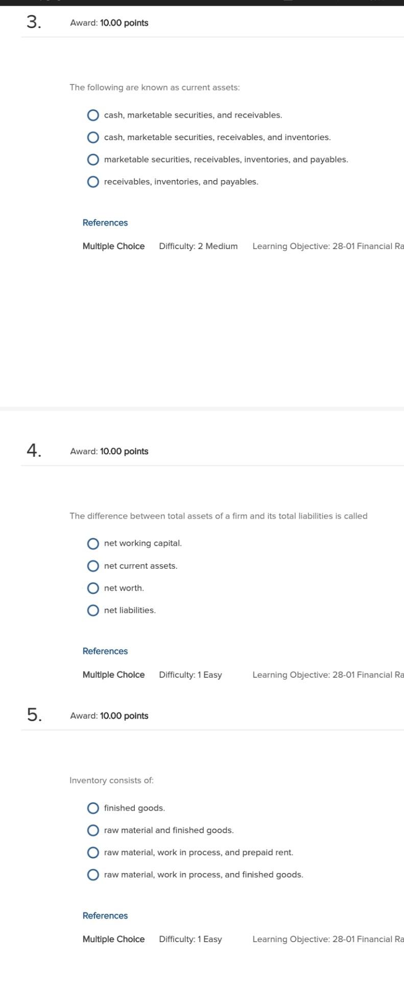 just multiple choices. There is no need to show the solutions. Thank