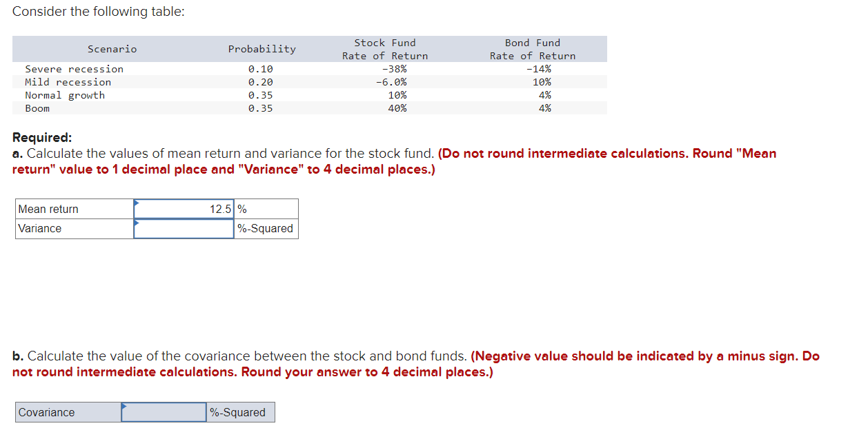  Consider the following table: Required: a. Calculate the values of mean