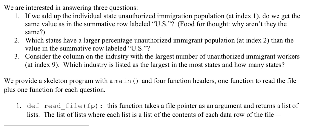 please code in python 3 in the skeleton code that is given