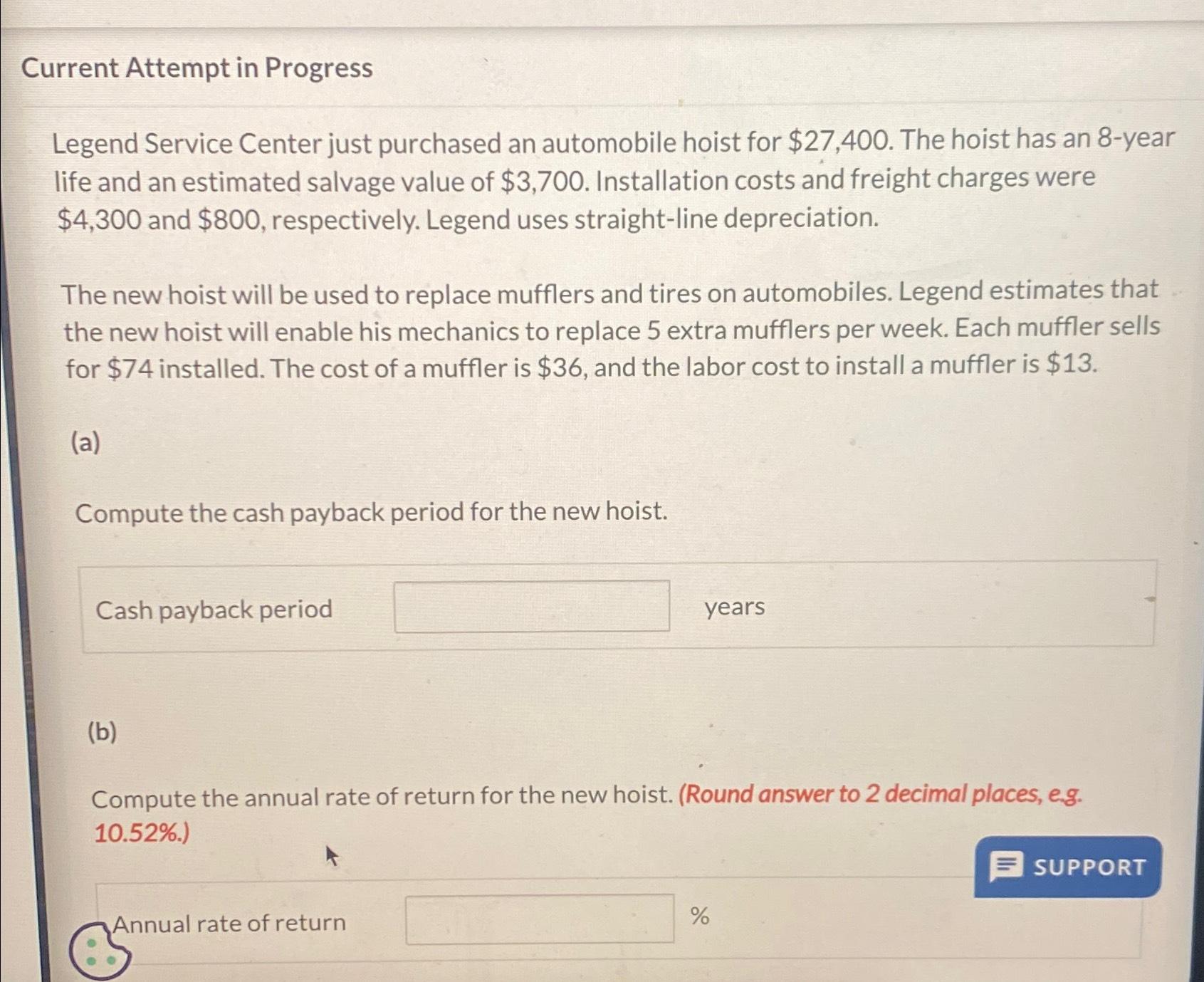  Current Attempt in Progress Legend Service Center just purchased an automobile