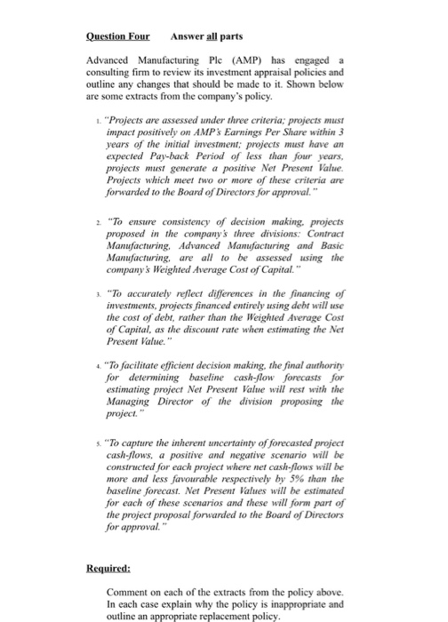 please help to me answer this question Question Four Answer all parts