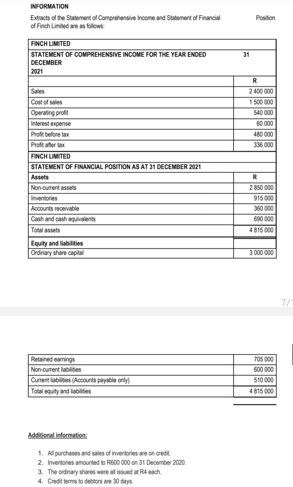for 2021 (answers expressed to two decimal places) that would reflect each
