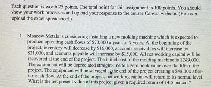 Moscow Metals is considering installing a new moldinf machine which is expected