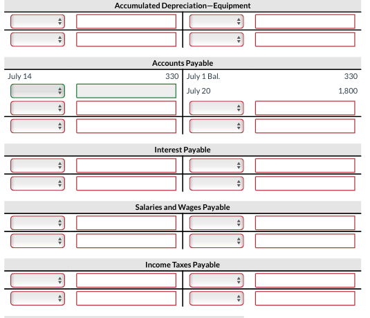 the order presented in the problem. If no entry is required, select