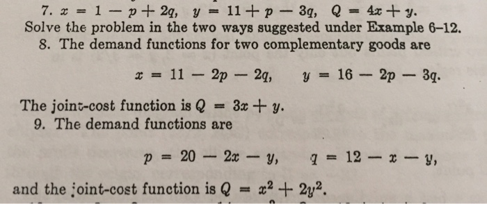 mathematic for business x = 1 - p + 2q, y =