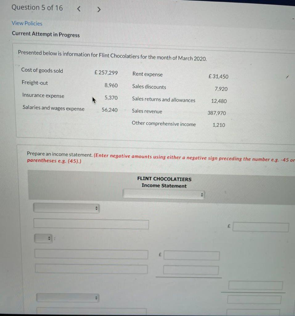 I need the answer as soon as possible Question 5 of 16