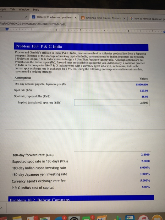  ople Tab Window Help TO E chapter 10 advanced problem X
