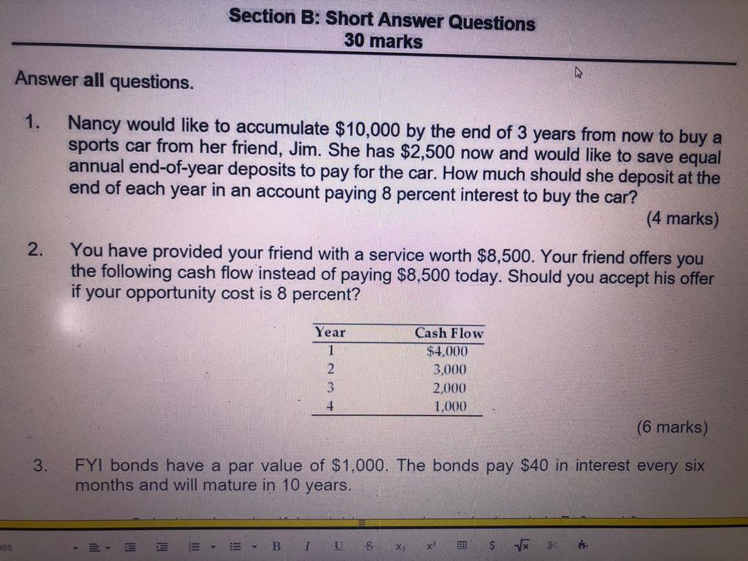  Section B: Short Answer Questions 30 marks Answer all questions. 1.
