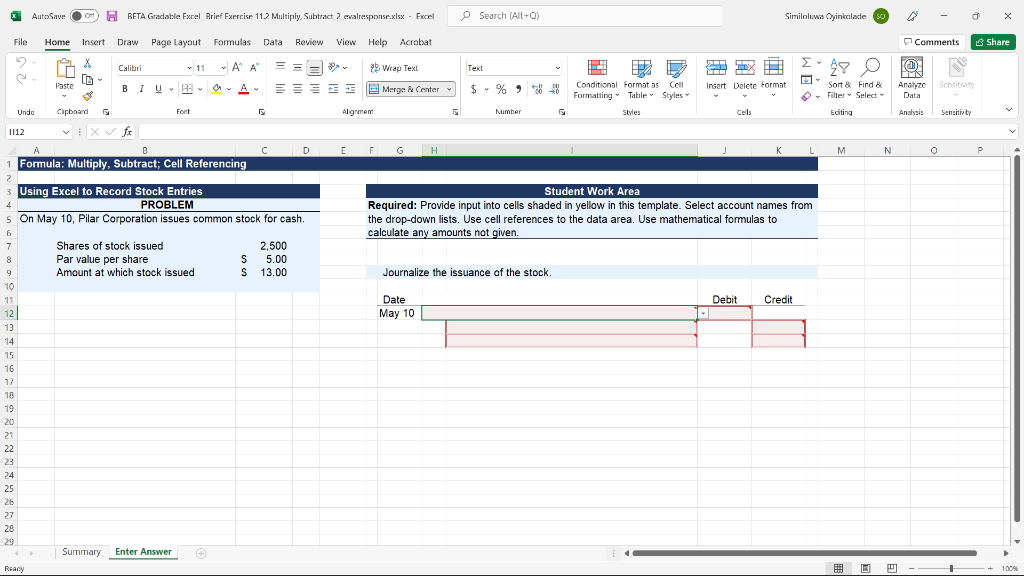 Please provide reference/input cells according to excel AutoSave on BETA Gradable: Excel