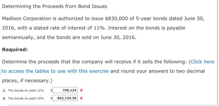  Determining the Proceeds from Bond Issues Madison Corporation is authorized to