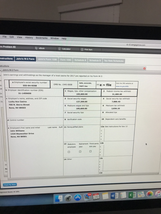 Print tem Instructions John's W-2 Form John's Form 1098 Form 1040 Schedule