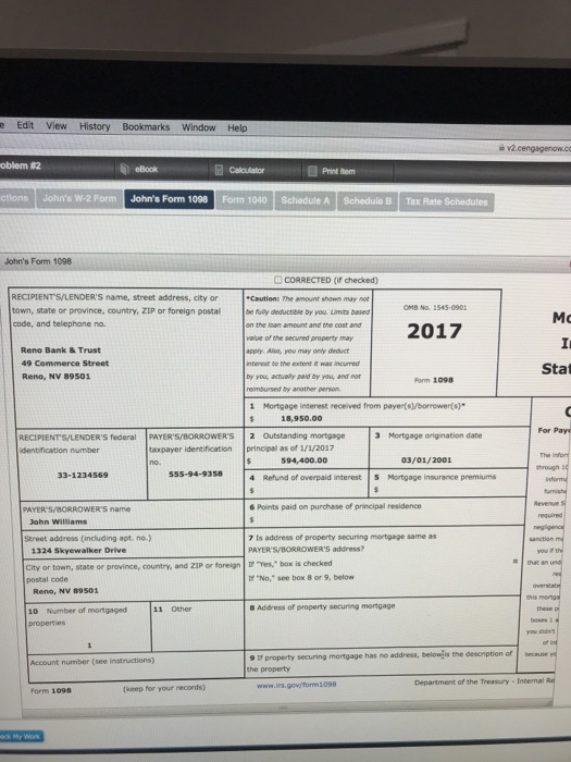 A Schedule B Tax Rate Schedules Comprehensive Problem 5-1 John Williams (birthdate