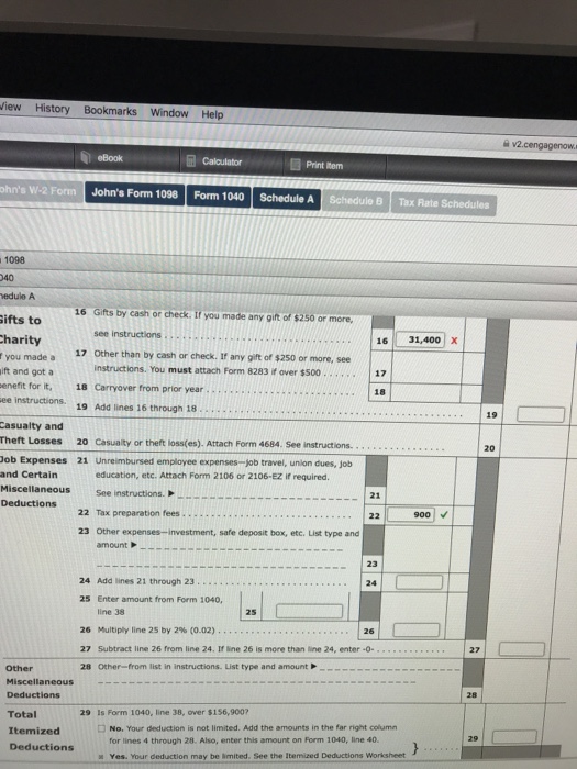 Form W-2 John received Form 1098 from the Reno Bank & Trust