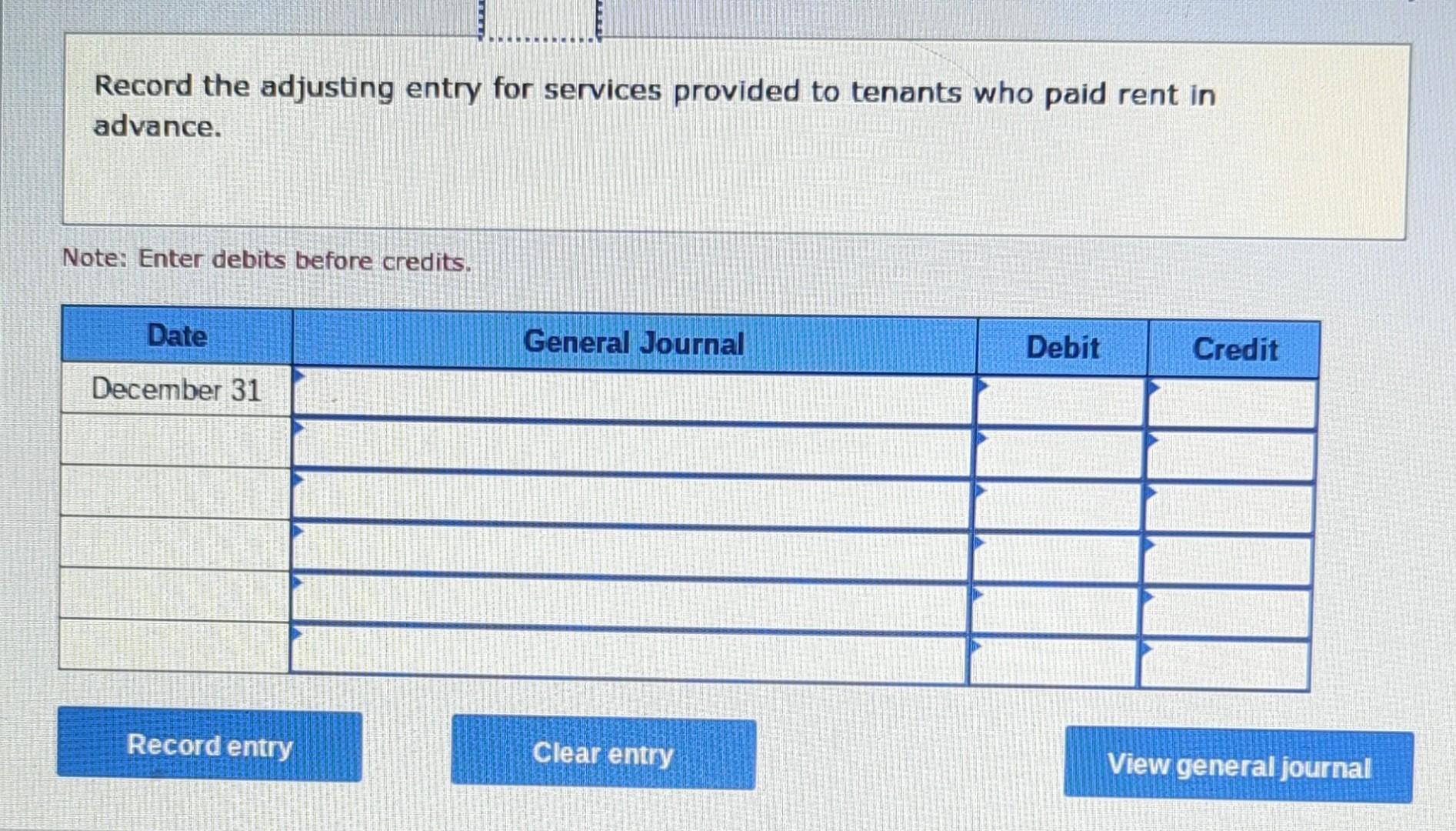 adjusting entry for insurance on December 31. Record the adjusting entry for