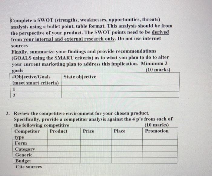 product. Consider sources such as profitability, sales and market share performance/growth, customer