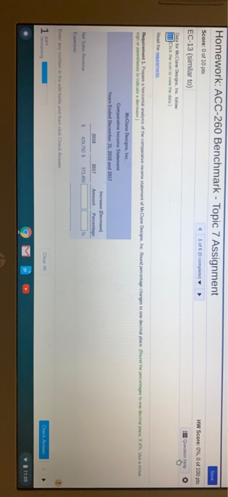  Save Homework: ACC-260 Benchmark - Topic 7 Assignment Score: 0 of