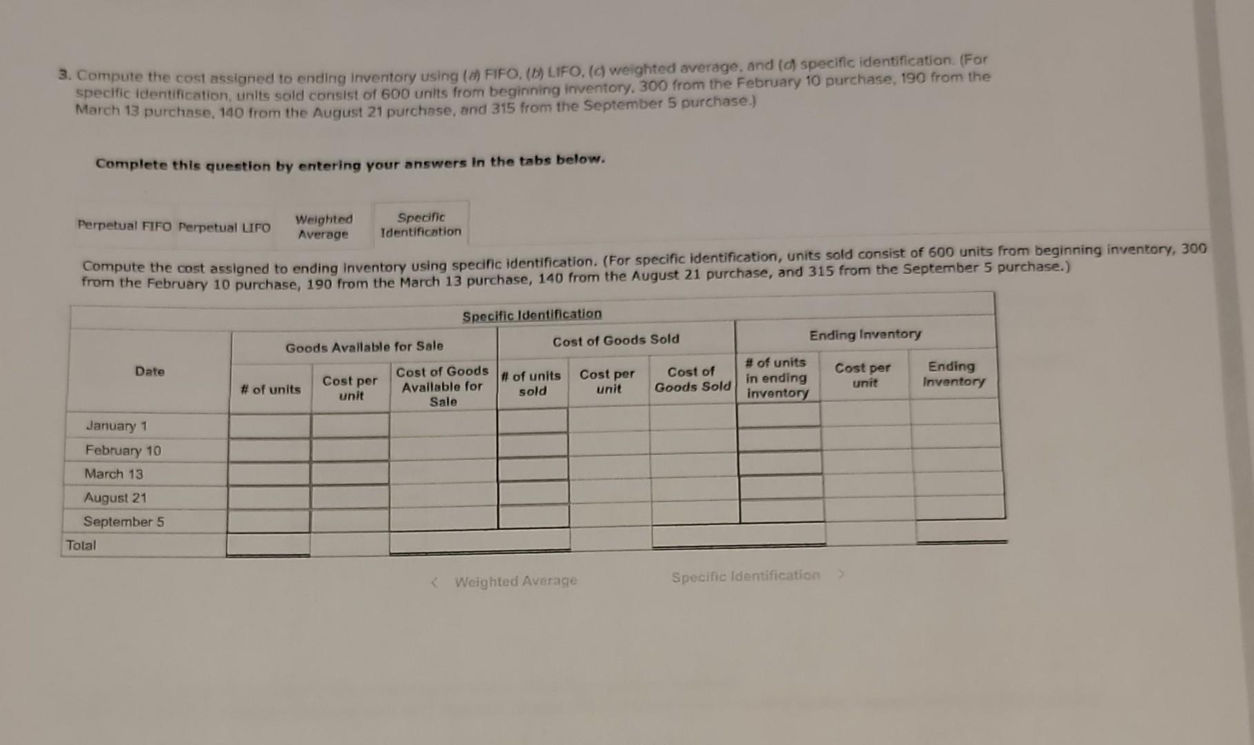 the four costing methods. Note: Round your average cost per unit to