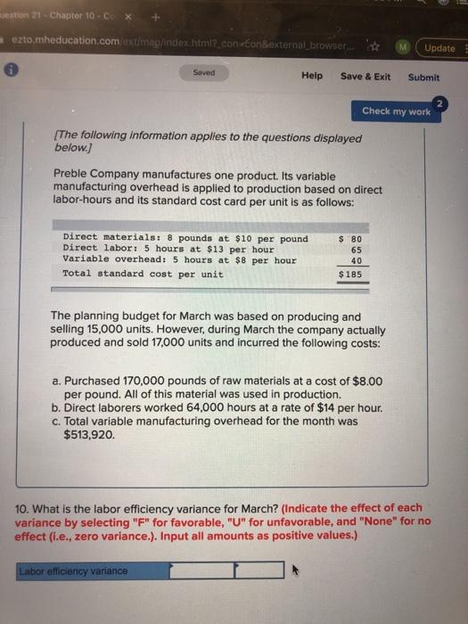 hour Total standard cost per unit $ 80 65 40 $185 The