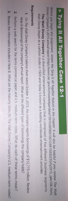  > Tying It All Together Case 12-1 Before you begin this