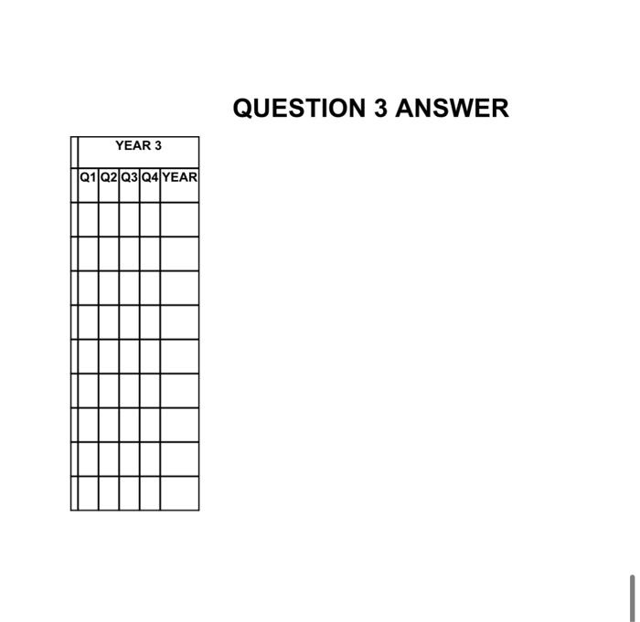 clock by quarters for Year 3 and for the first quarter of