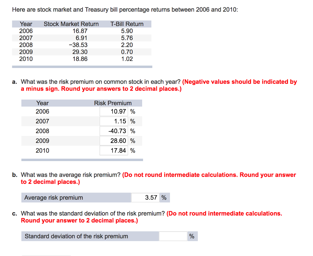 Help with finding the SD of the risk premium please Here