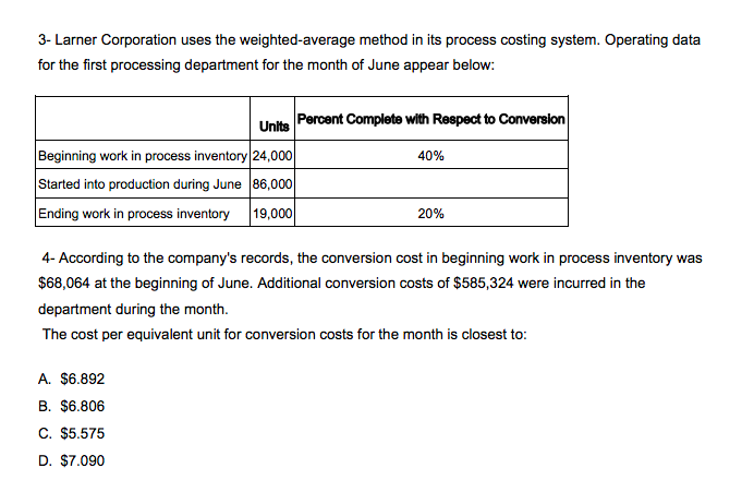 appear below: Unts Percent Complete with Reepect to Conversion 10% Beginning work