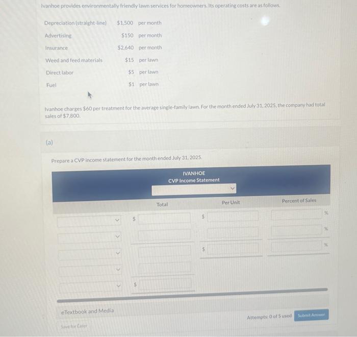  Ivanhoe provides-emvironmentally friendly iawn services for homeowners. Its operating costs are