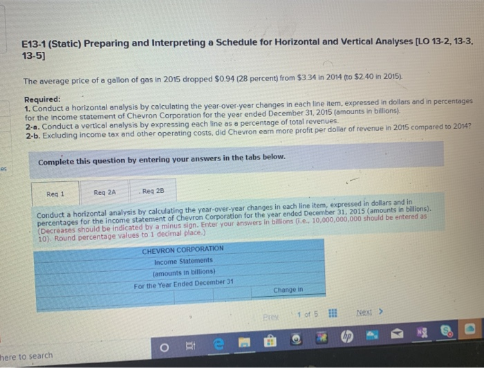  E13-1 (Static) Preparing and Interpreting a Schedule for Horizontal and Vertical