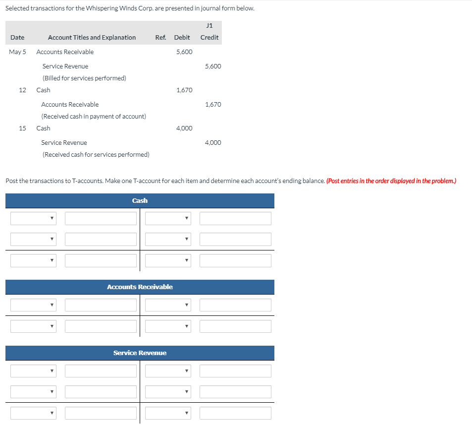  Selected transactions for the Whispering Winds Corp. are presented in journal